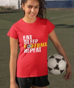 t shirt mockup featuring a female soccer player holding a ball 33577