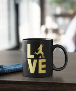 Futbalovy Hrncek LOVE cierny s dekoraciou