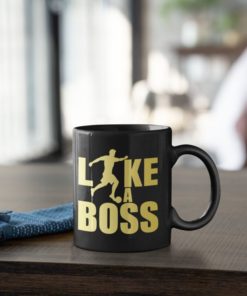 Futbalovy Hrncek Like a Boss cierno zlaty s dekoraciou