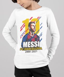 Tricko s dlhym rukavom Messi Barcelona 10 biele chlapec