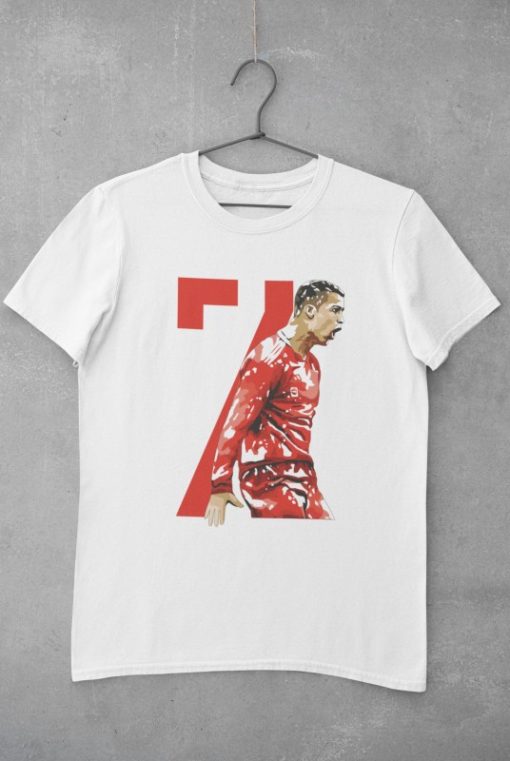 Tričko Ronaldo 7 černá, červená a bílá - Image 5