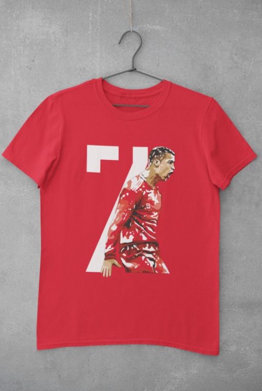 Tričko Ronaldo 7 černá, červená a bílá - Image 6