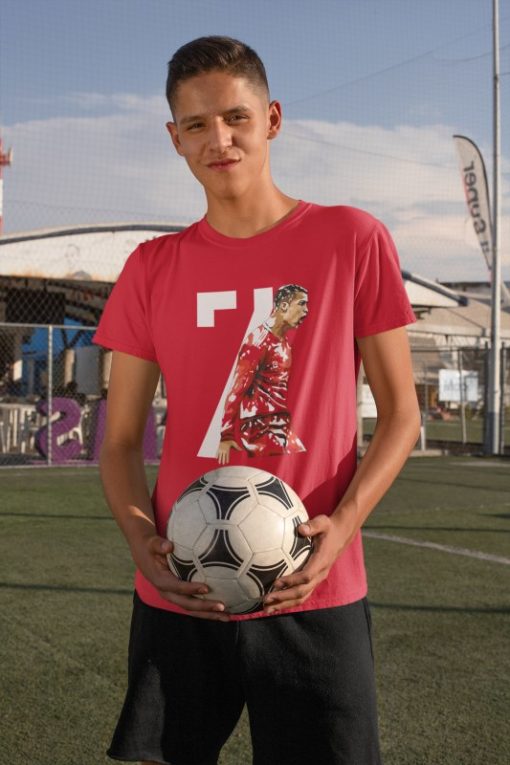 Tričko Ronaldo 7 černá, červená a bílá - Image 4