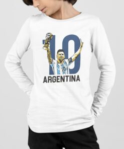 Tricko s dlhym rukavom Messi Argentina biele chlapec