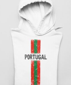 Mikina Portugalsko s vlajkou biela s kapucnou