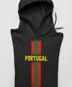 Mikina Portugalsko s vlajkou cierna s kapucnou