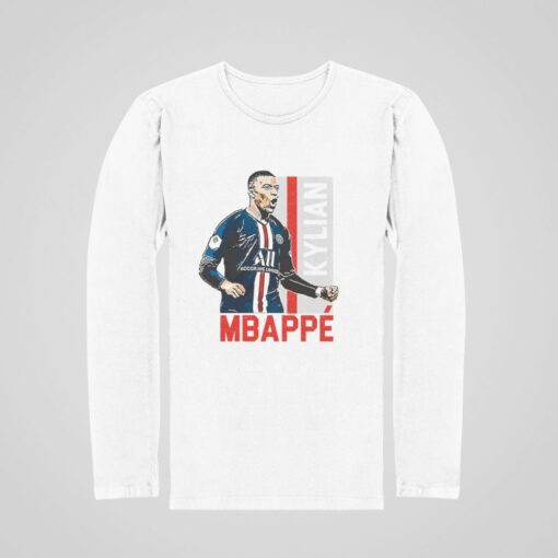 Tričko s dlhým rukávom Mbappe PSG - biele